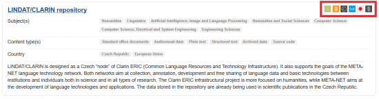 re3data.org example - Record of LINDAT/CLARIN repository