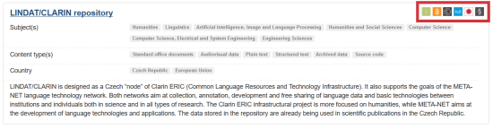 An example of the entry for LINDAT/CLARIN in re3data.org  